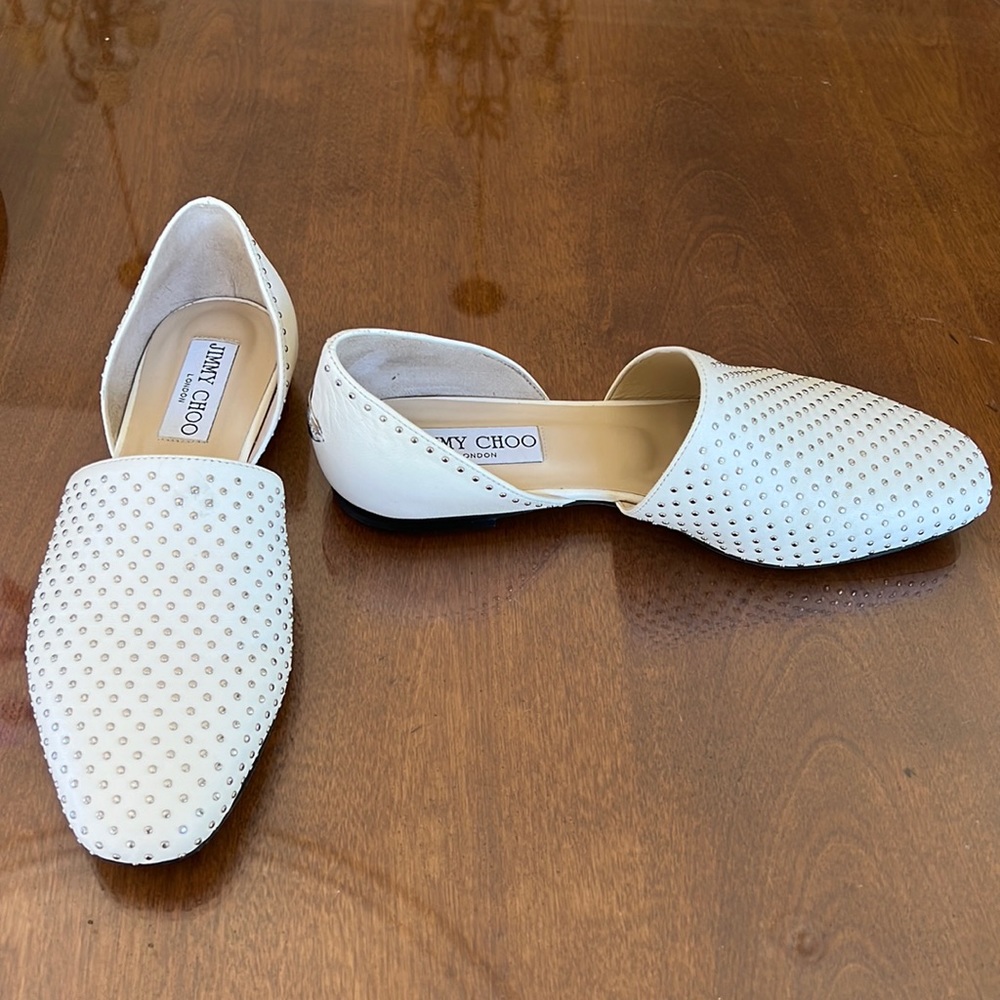 Jimmy Choo White / Silver Flats